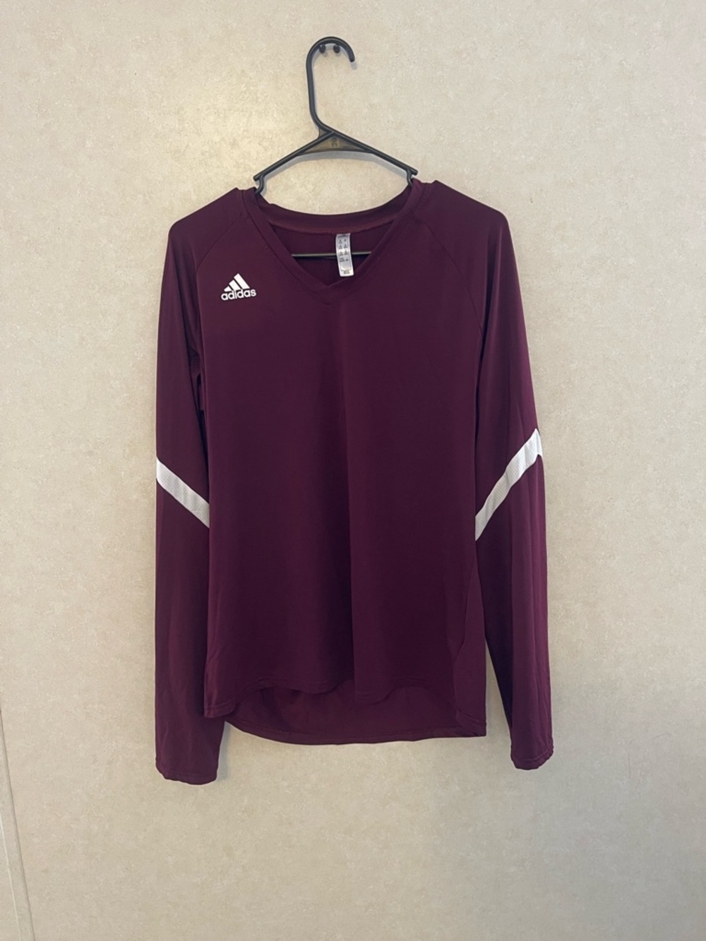 adidas V- neck Athletic Top - Maroon with White Logo size 2xl